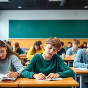 Students engaged in class without electronic devices