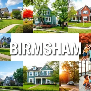 Collage of Birmingham neighborhoods showcasing community life and housing.