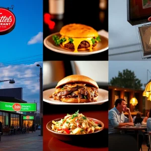 Collage of new restaurant openings in Birmingham, showcasing food items and happy diners.