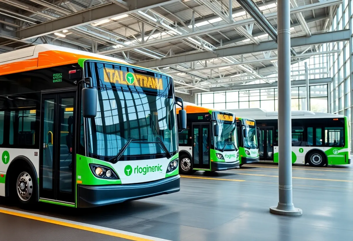 Modern public transit facility in Birmingham with advanced buses