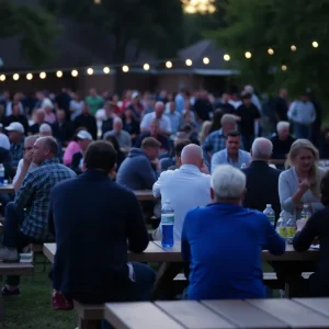 Crowd at a picnic after a shooting incident in Birmingham.
