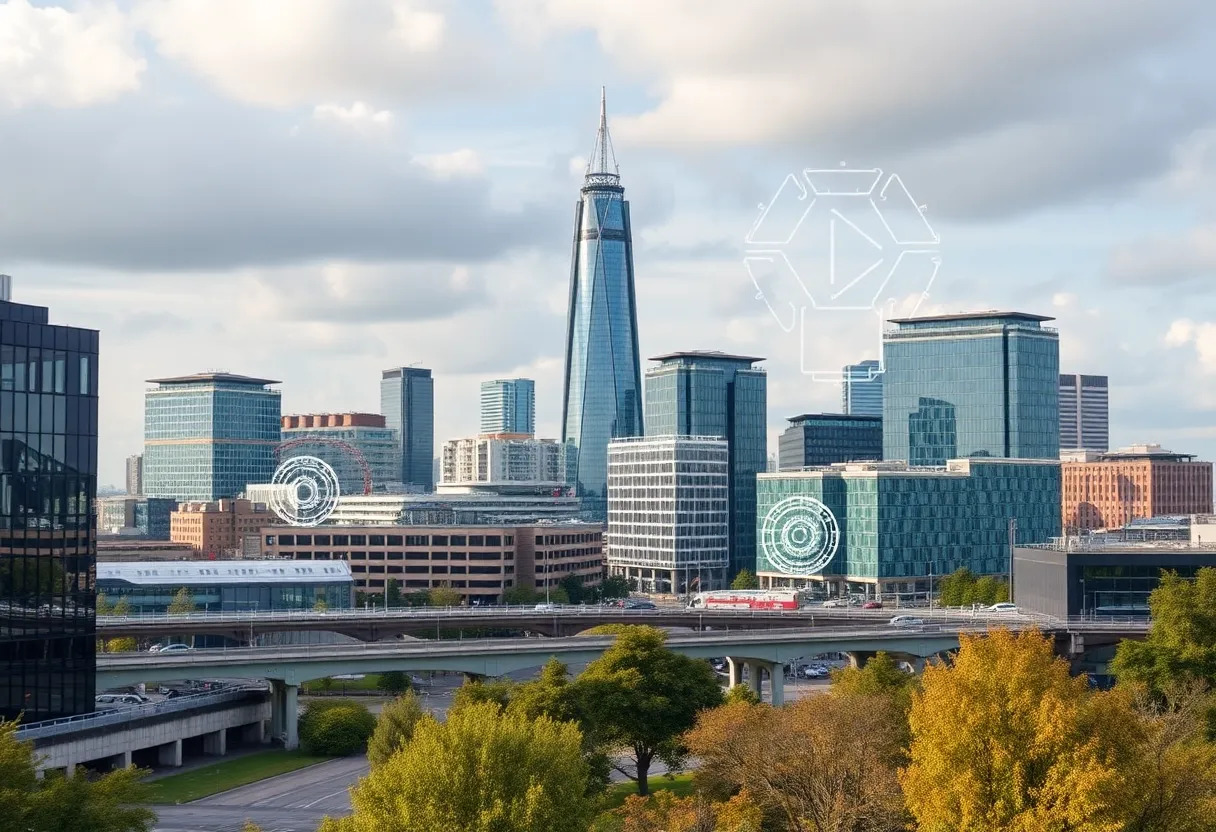 Cityscape of Birmingham showcasing technology and innovation