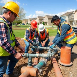 A team repairing a water main in Birmingham
