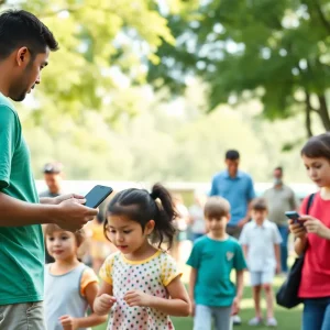 Families participating in Digital Detox Week activities outdoors.