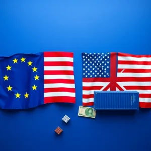 Illustration of a trade agreement between the EU and US