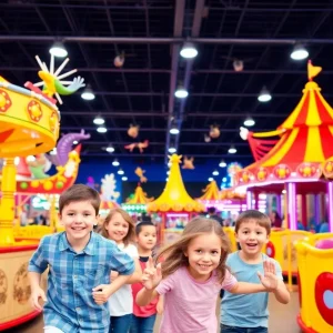 Families enjoying indoor attractions at Fun City Adventure Park