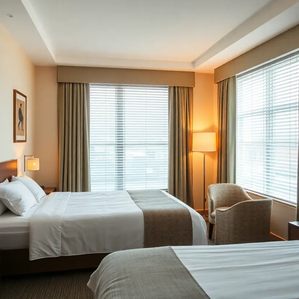 Warning signs about child safety in a hotel room