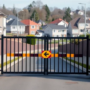 A locked gate installed on 20th Avenue South to control traffic.