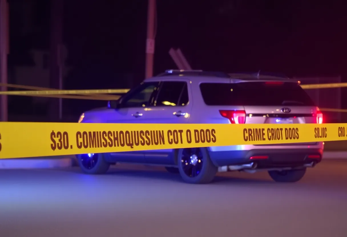 Police investigating a shooting scene with a gray SUV in Birmingham