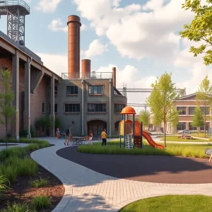 Concept image of the Powell Avenue Steam Plant transformation with accessibility features.