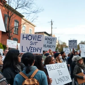 Community members protesting for justice in Homewood