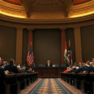 Senate chamber during a budget vote discussion
