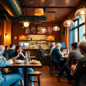 Interior of Sherita's restaurant with diners enjoying meals