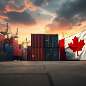 Shipping containers symbolizing trade conflicts between the U.S. and Canada