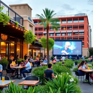 Outdoor dining area at Valley Post in Chelsea, AL