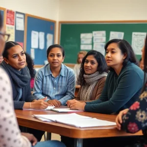 Community meeting discussing Birmingham City Schools policies