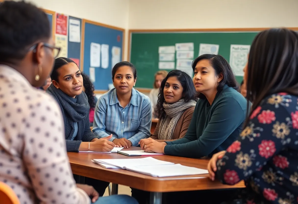 Community meeting discussing Birmingham City Schools policies