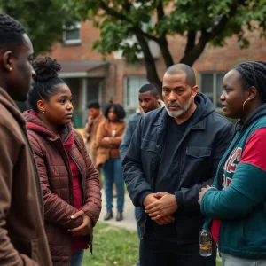 Community members discussing youth behavior in Birmingham