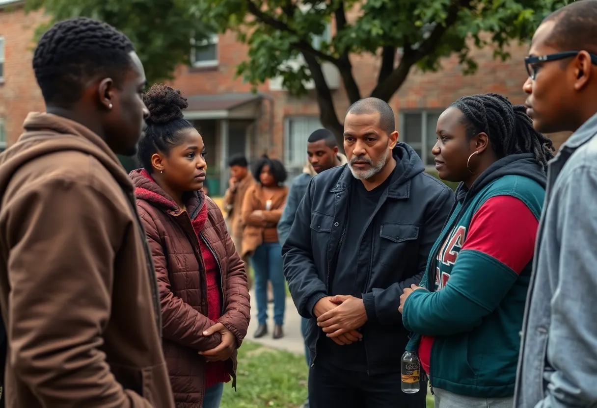 Community members discussing youth behavior in Birmingham