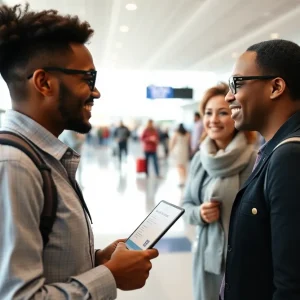Travelers participating in Global Entry enrollment at Birmingham Airport