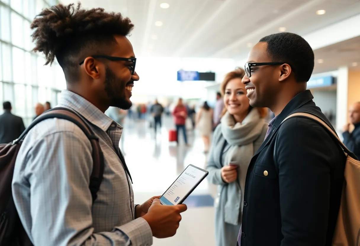 Travelers participating in Global Entry enrollment at Birmingham Airport