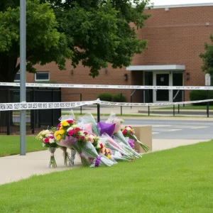 Scene of the shooting incident outside Birmingham high school