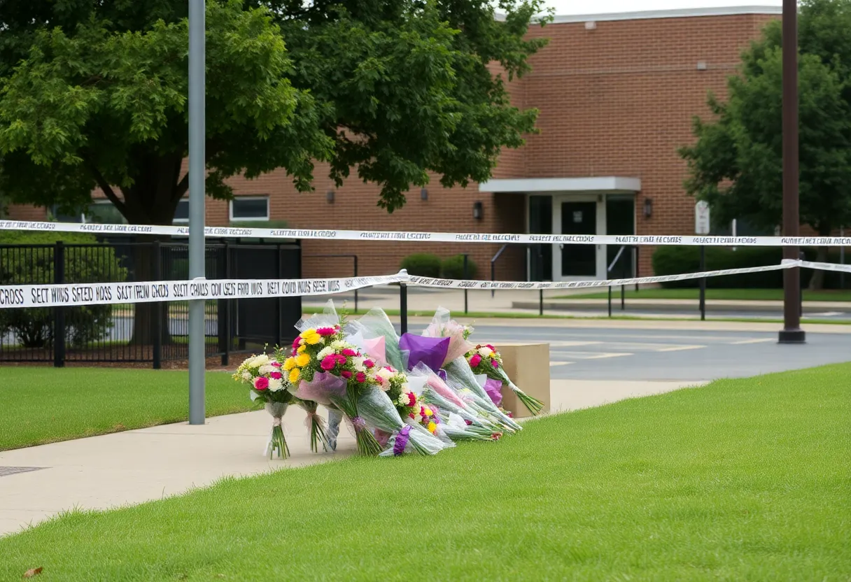 Scene of the shooting incident outside Birmingham high school