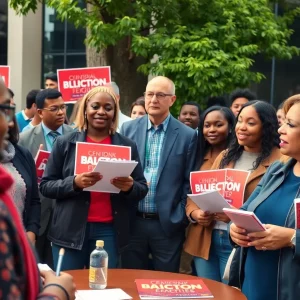 Residents of Birmingham engaging in discussions about local elections