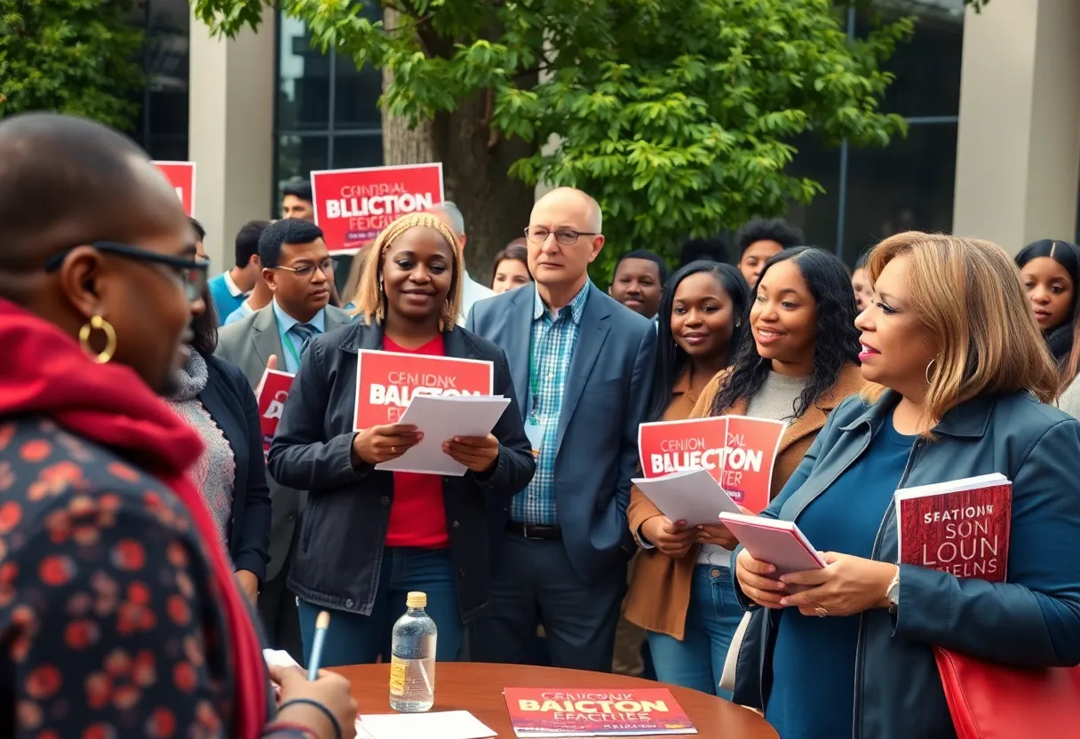 Residents of Birmingham engaging in discussions about local elections