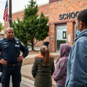 Police officers outside a middle school
