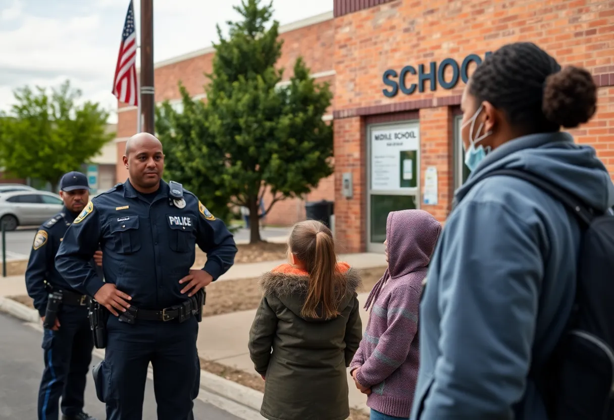 Police officers outside a middle school