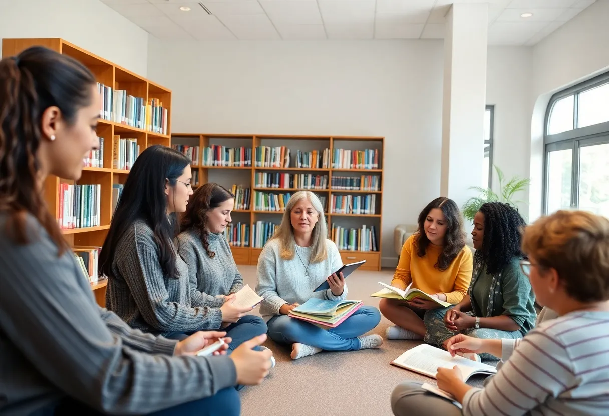 Community members participating in health and self-care activities at Birmingham Public Library.