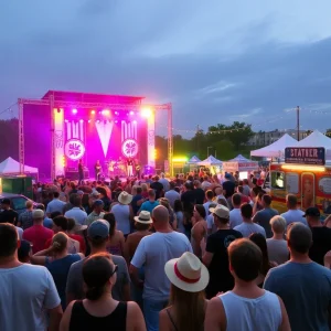 Crowd enjoying live music at a summer concert in Birmingham