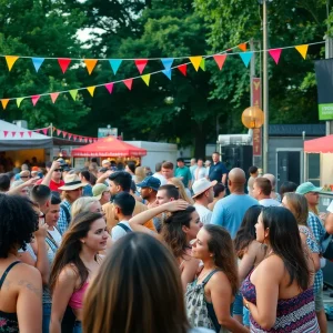 Outdoor concert in Birmingham with people enjoying live music