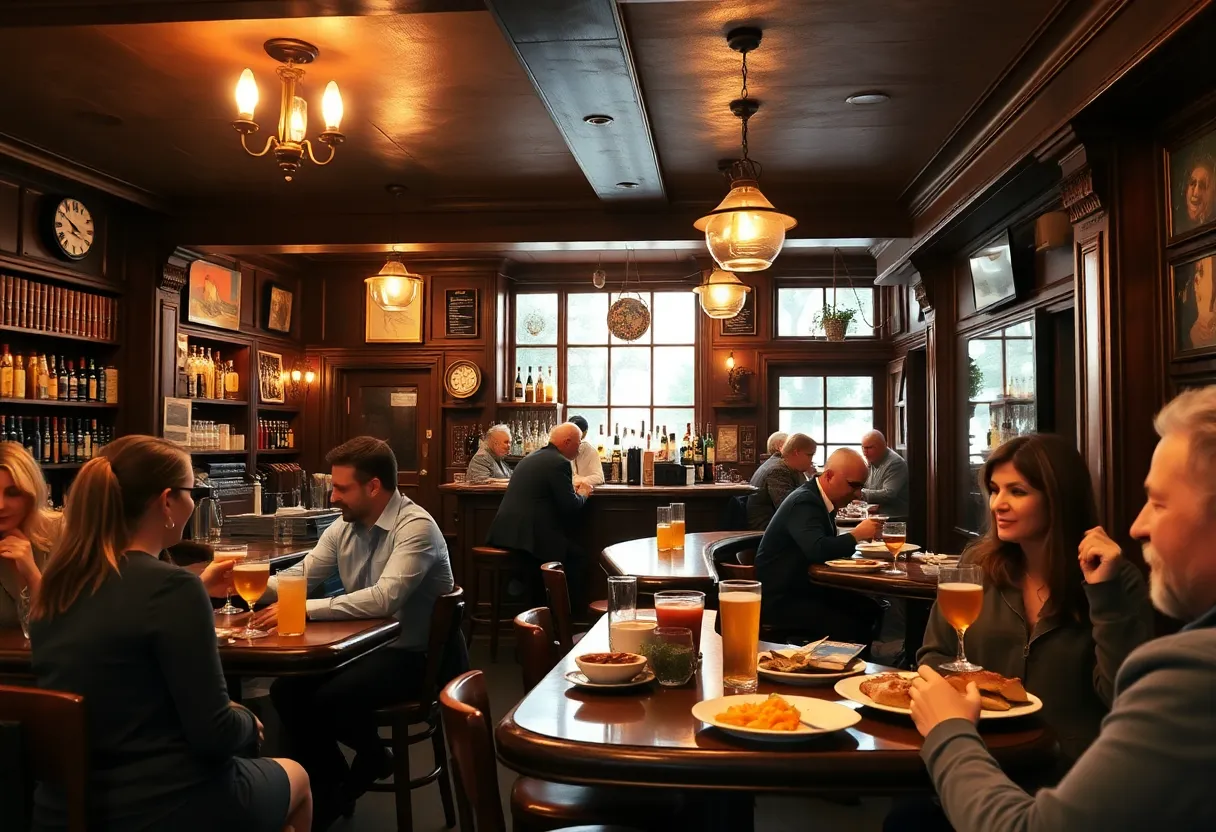 Inside Carrigan’s Public House with patrons enjoying drinks