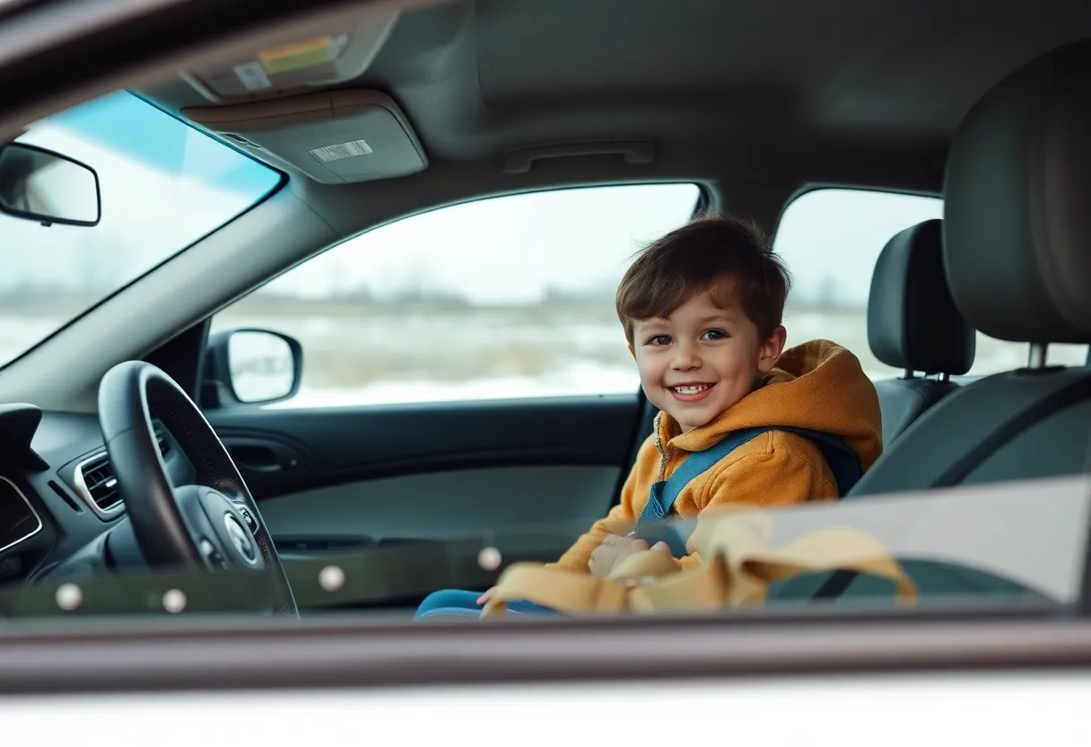 Illustration promoting child safety in vehicles