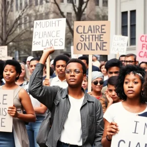 Civil rights activists marching for equality.