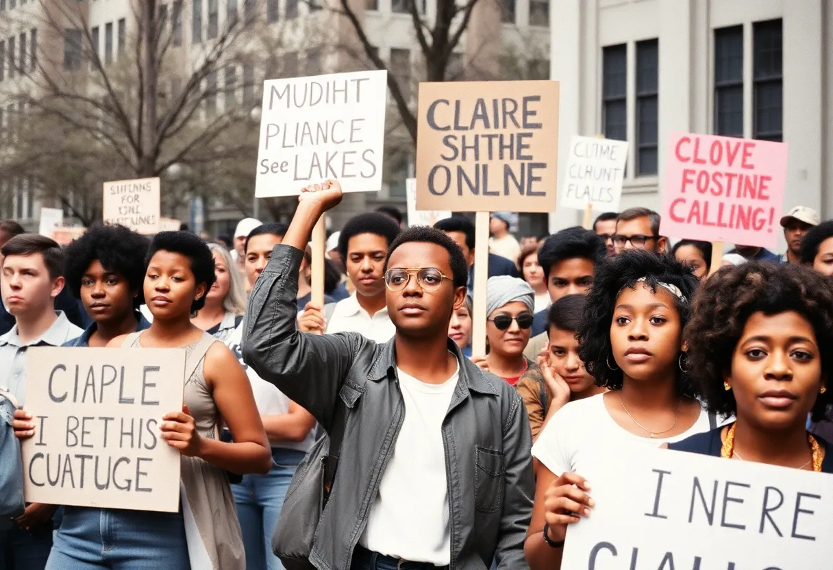 Civil rights activists marching for equality.