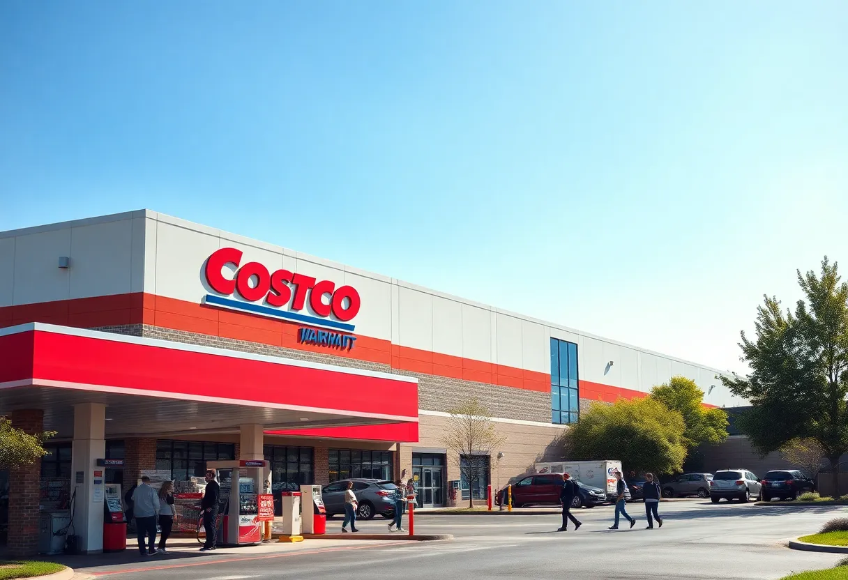 A newly constructed Costco warehouse in Irondale, Alabama with a bustling parking lot.