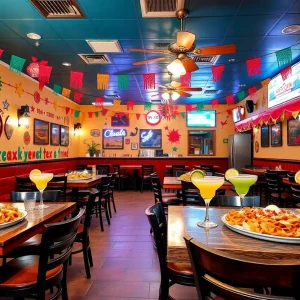 Interior of El Patron Tex-Mex restaurant with food on the table