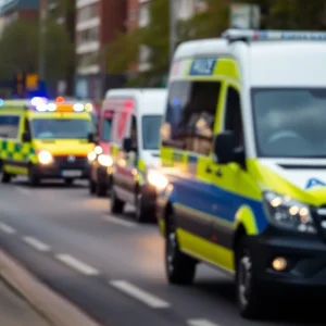 Emergency vehicles at a vehicle accident scene in Birmingham