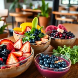 Colorful fruit bowls from Frutta Bowls café