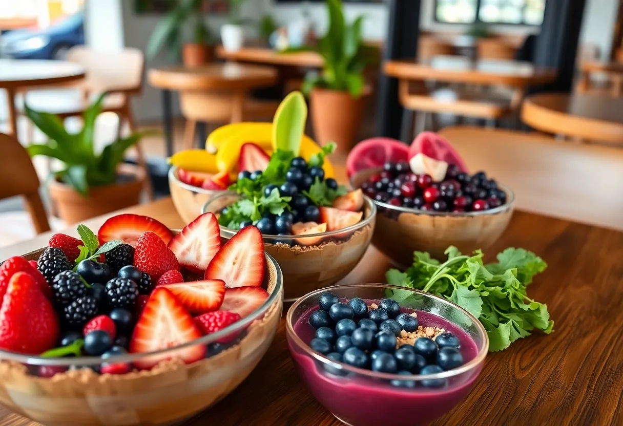Colorful fruit bowls from Frutta Bowls café