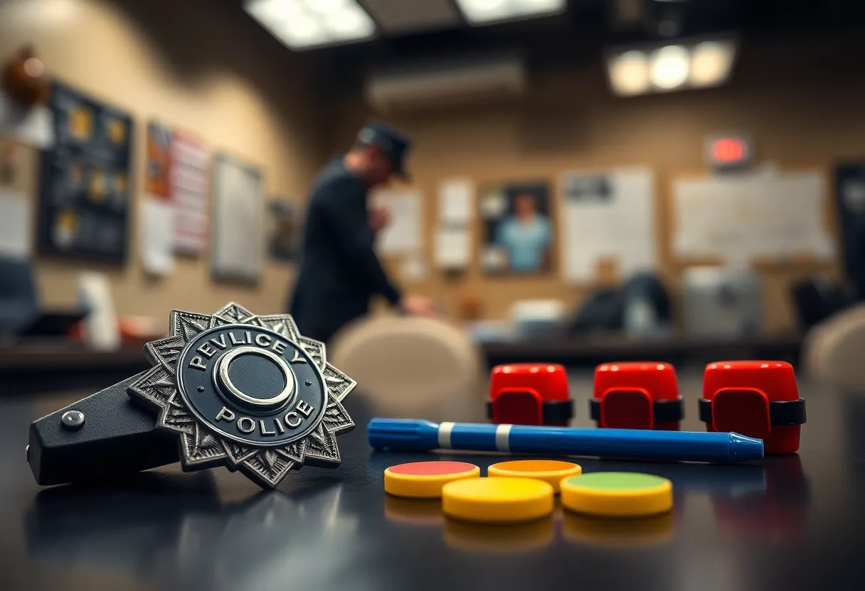 Hanceville Police badge with evidence markers