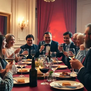 Adults enjoying an interactive comedy murder mystery dinner show in Birmingham