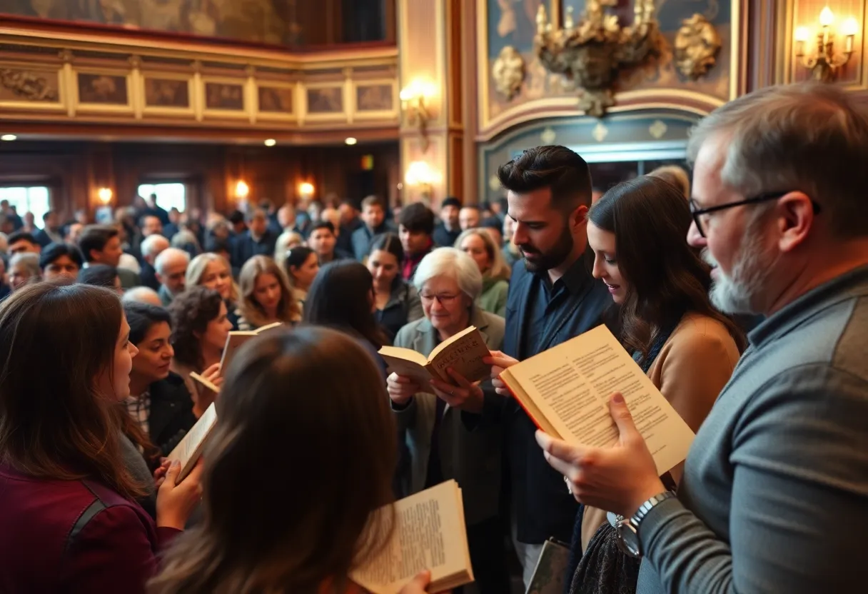 Crowd attending Kamala Harris's book signing event