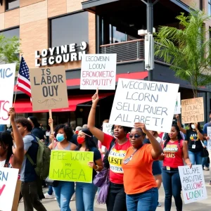 Activists participating in Labor Day protests in Birmingham