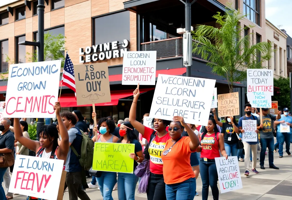 Activists participating in Labor Day protests in Birmingham