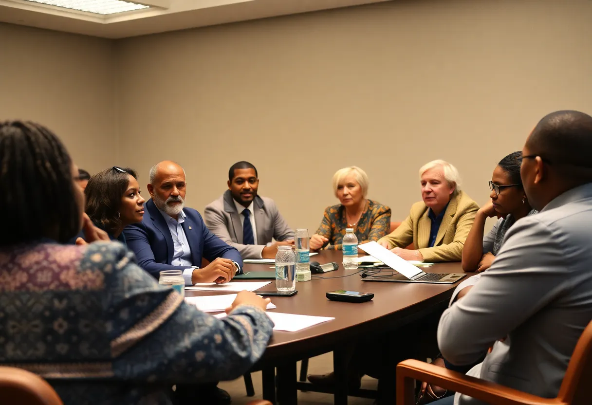 Diverse leaders collaborating in a meeting for Leadership Alabama