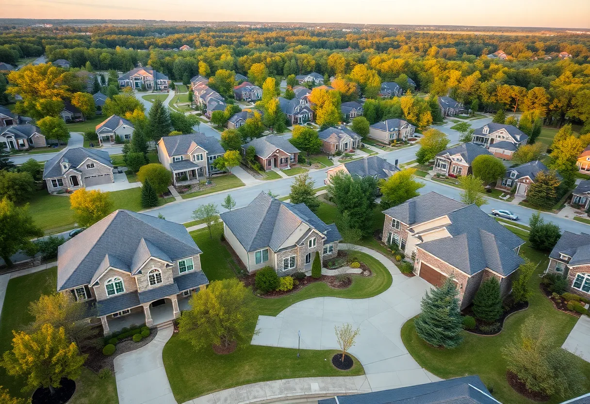 Luxurious homes in a suburban area of Birmingham, Alabama